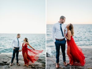 Couple posing by Lake Superior
