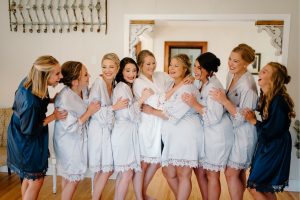 Bride and bridal party getting ready