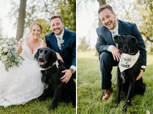 Bride and groom and their dog
