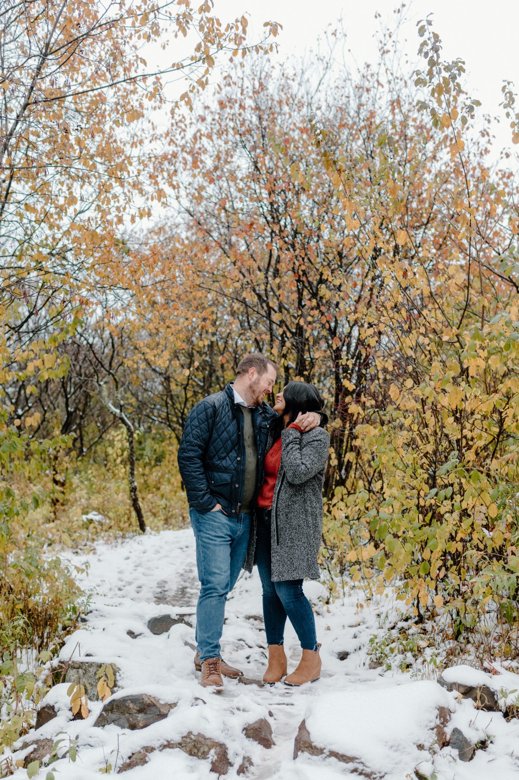 Couple standing on hiking trail